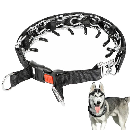 Pet Prong Collar for Dogs Adjustable Dog Choke Pinch Training Collar with Rubber Tips & Nylon Cover for Small Medium Large Dogs