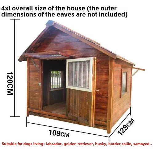 Dog House Outdoor Waterproof  Solid Wood Dog Villa with Yard Outdoor Rainproof Type Four Seasons Universal Pet Kennel
