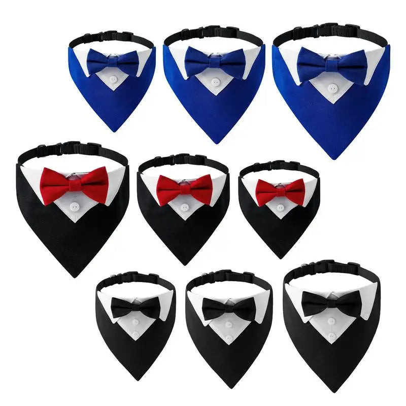 Dog Wedding Bandana Collar Dog Collar Bow Tie Breathable Dog Tuxedo Adjustable Neck Scarf for Weddings Parties Birthdays