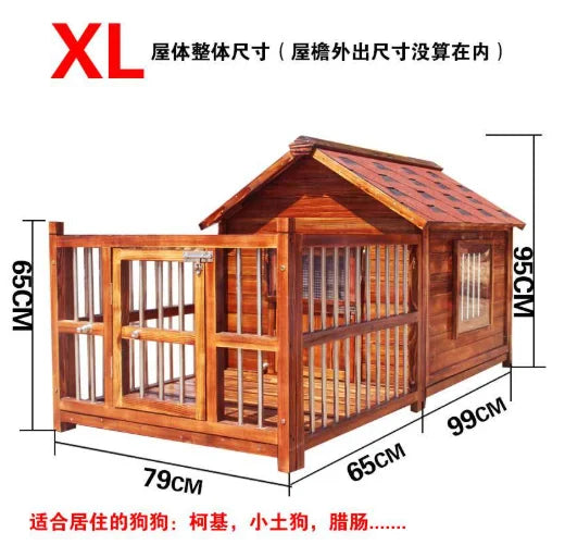 Outdoor Waterproof Solid Wood Kennel Medium and Large Dog Golden Retriever Kennel House Rainproof Outdoor Four Seasons