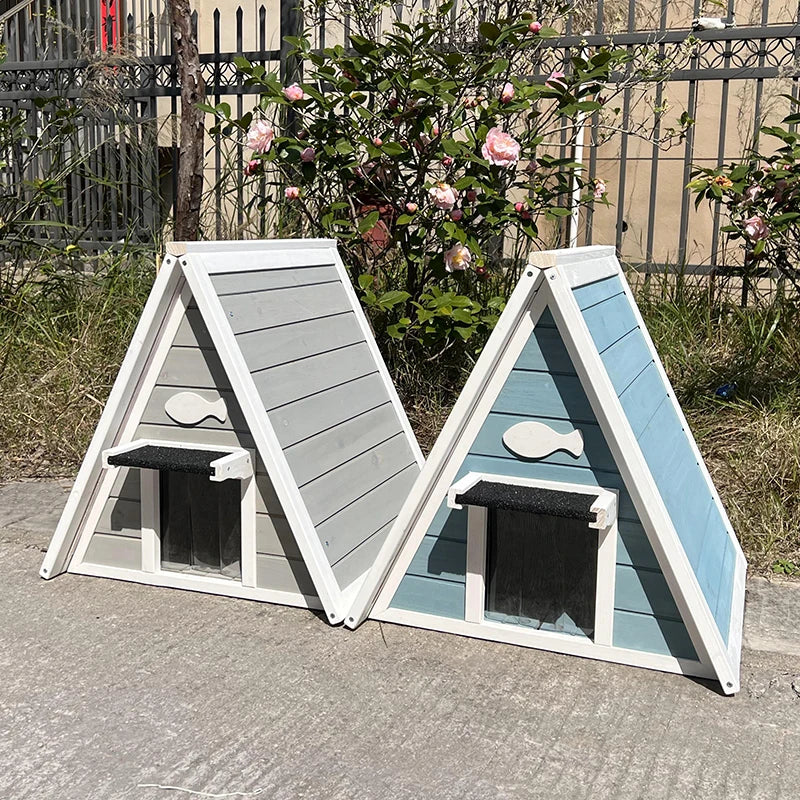 Indoor and outdoor cat house Feral cat nest rain proof and sunscreen cat villa wood cat cage warm outdoor cat shelter
