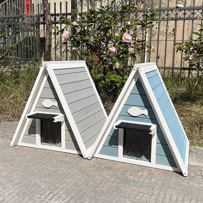 Indoor and outdoor cat house Feral cat nest rain proof and sunscreen cat villa wood cat cage warm outdoor cat shelter
