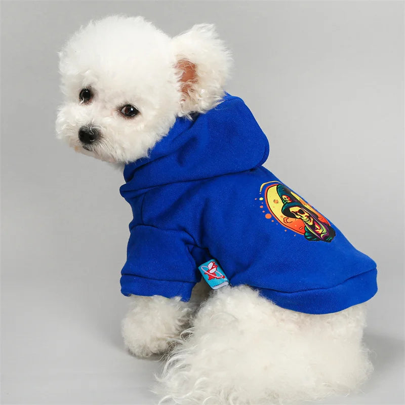 Horror Print Puppy Dog Hoodie Sweater Autumn Spring Pet Clothes for Small Dogs Chihuahua Pomeranian Pullovers mascotas Costume