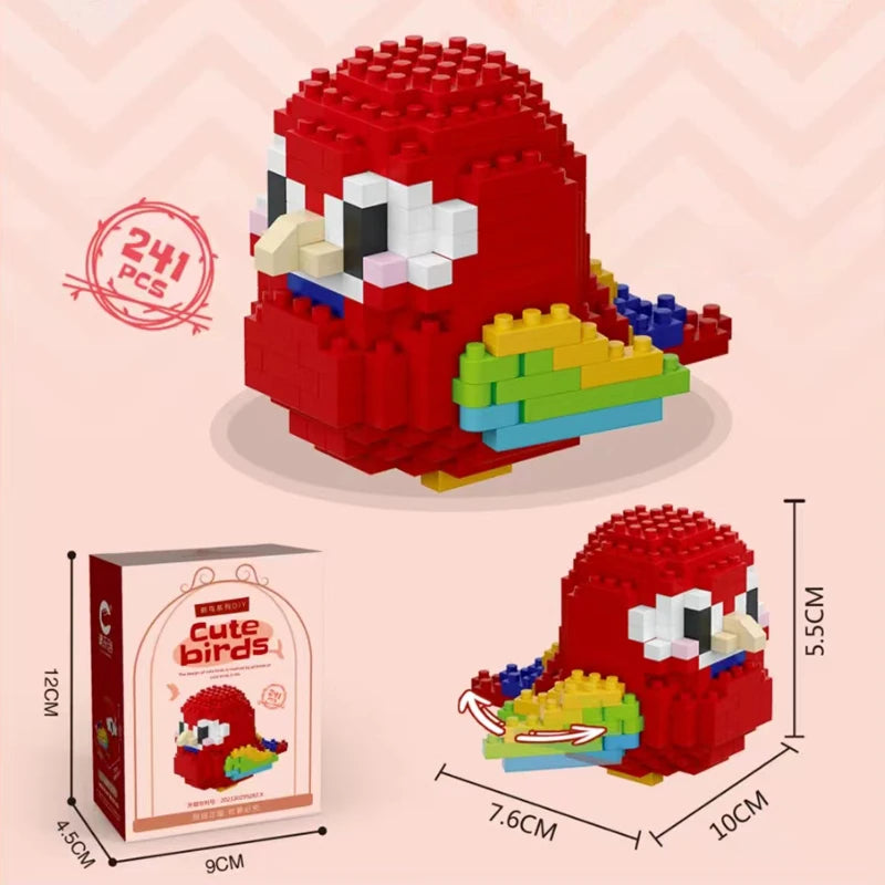 Building Blocks 3D Bird Cute Parrot Model Assemble Table Decor Children Toys for Kids Gifts Micro DIY Bricks Educational Toys