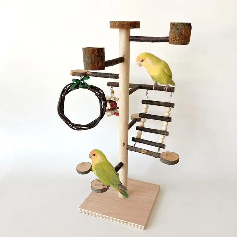 Bird Playground Parrot Play Stand Sturdy Wood Playstand For Parrots Bird Playground Training Wood Stand Perch For Cockatiel