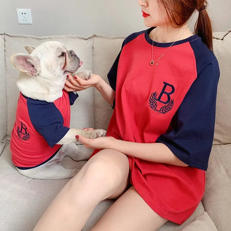 Dog Vest  Dog Shirts for Dogs  Dog Costume  Dog Clothes Parent-child Wear Spring and Summer Embroidery Four Colors