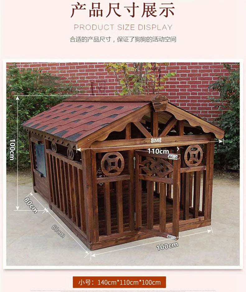 Manufacturer spot outdoor dog house wooden dog villa bite-resistant kennel rain-proof kennel can be customized dog house pet ca