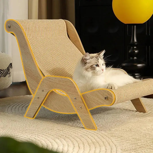 Sisal Cat Chair Wooden Cat Lounge Chair Cozy Stable Pet Furniture Pet-Friendly Multi-Functional Cat Scratcher Cat Beach Chair
