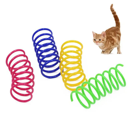 Pet cat toy spring jumping colored plastic cat spring rolling toy pet supplies
