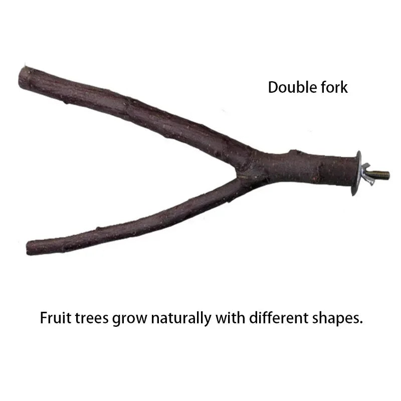 Natural Wood Pet Parrot Raw Wood Fork Tree Branch Stand Rack Squirrel Bird Hamster Branch Perches Chew Bite Toys Stick Supplies