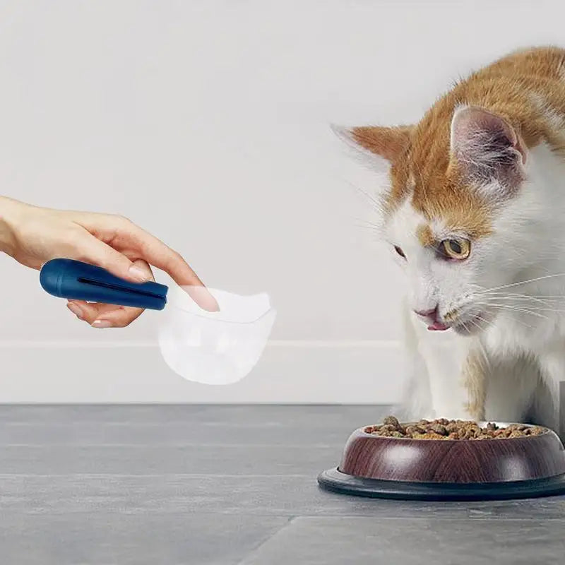 Dog Food Scoop Cat-Ear Shape Food Scoopers Kitten Food Measuring Cups Clear Convenient Scoops Bag Sealing Clip for Dry Dogs