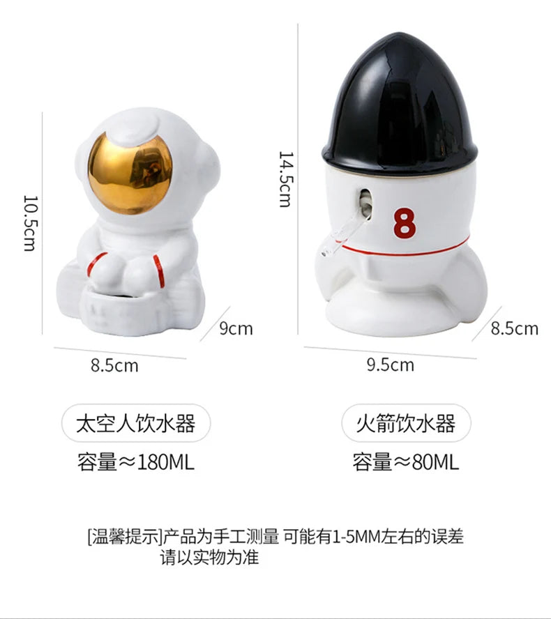 Honey squirrel ceramic food bowl hamster kettle drink device creative astronaut golden bear dodge nest prevent tipping bathtub