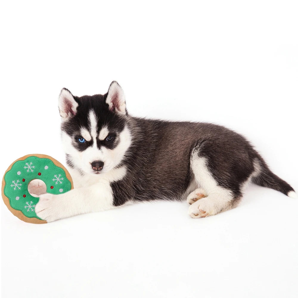 Dog Christmas Toy Plus Toy Cute Santa Elk Gingerbread Man Donut Chew Toy Dog Toy