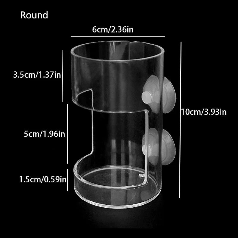Highly Transparent Square/Round Aquarium Feeder Bowl Fixed-Point Plastic  Floating/Sinking Fish Food Tray with Suction Cup New