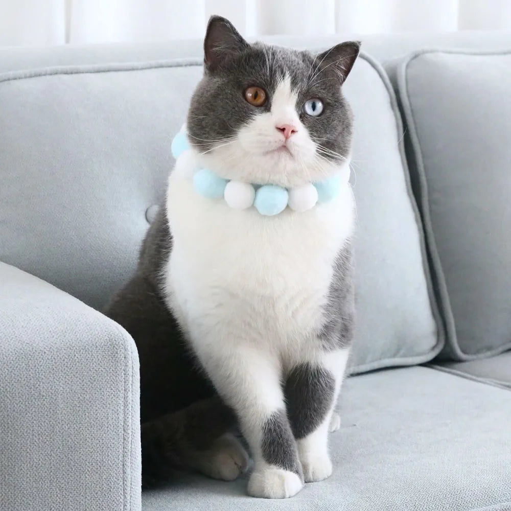 Pet Necklace Collars For Cats Puppy Dogs Cute Plush Ball Collar Adjustable Cat Neck Strap Fashion Pet Party Supplies Accessories