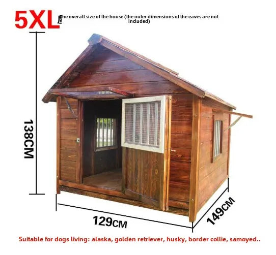 Dog House Outdoor Waterproof  Solid Wood Dog Villa with Yard Outdoor Rainproof Type Four Seasons Universal Pet Kennel