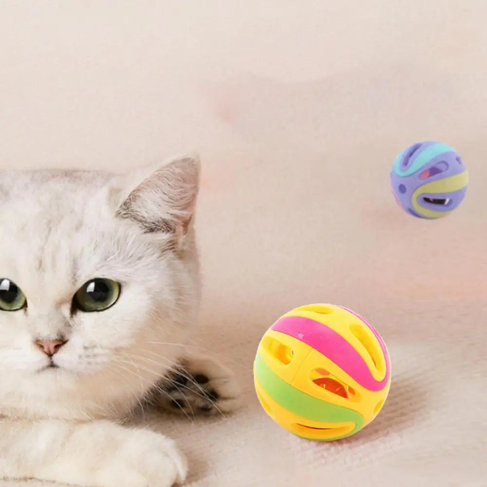 Cat Jingle Balls Cat Pounce Jinggle Ball Large Hollow Cat Rattle Ball Interactive Kitten Chasing Toys Kitten Pets Supplies