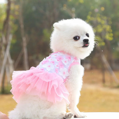 Lace Chiffon Dress for Small Dog Cat Lovely Floral Dress Pet Party Birthday Costume Dog Wedding Dress Cute Dog Clothes in Summer