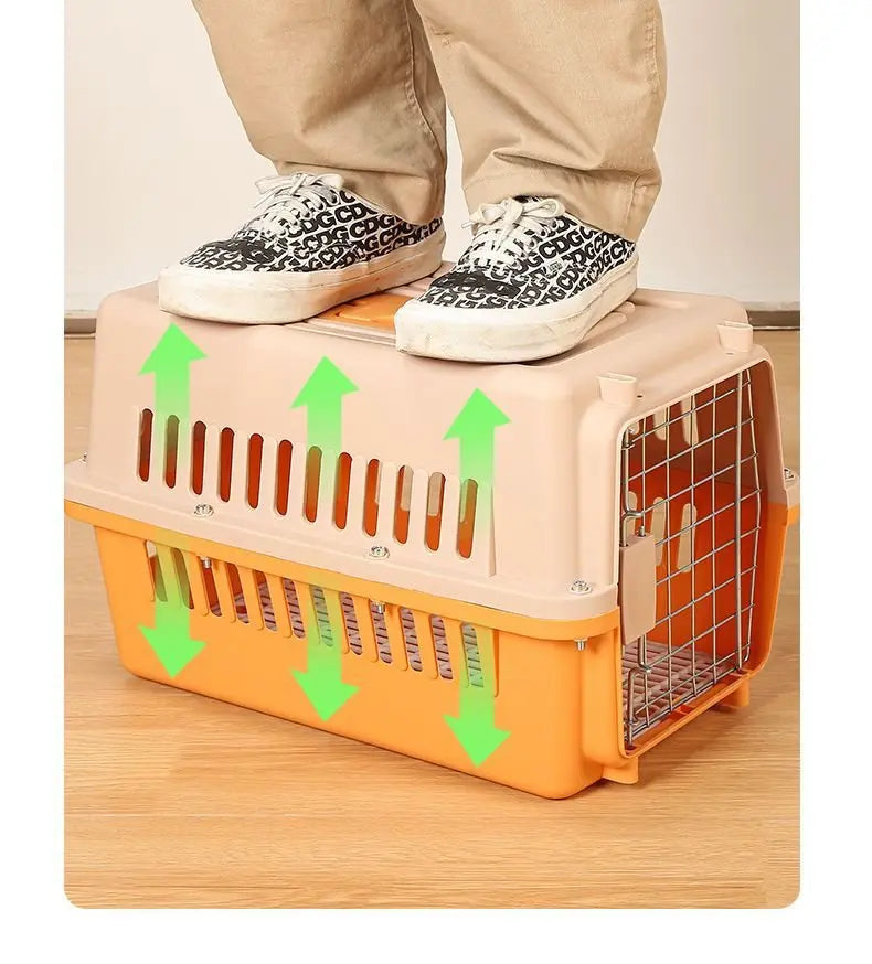 Pet air box, cat and dog car trunk cage, large medium and small cats and dogs can carry the checked box when they go out