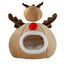 Christmas Winter Cat Cave Bed Dog Tent Christmas Reindeer Tent Washable Removable Cushion for Indoor Small Dogs And Cats
