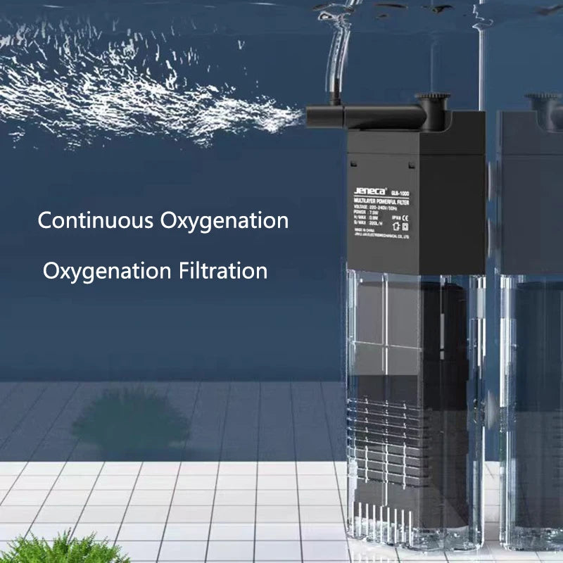 3-in-1 Internal Aquarium Filter Pump Fish Tank Submersible Silent Air Oxygen Aerator Internal Water Pump Low Water Level filter