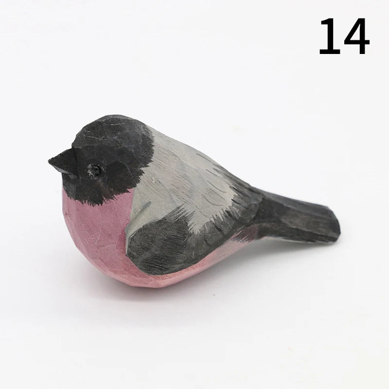 Wooden Bird Figurine Ornaments Handmade Carving Animals Miniature Crafts Art Decor Home Desktop Decoration Children Gifts