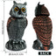Owl Scare Bird Control Devices with 360° Swivel Head Waterproof Fake Owl Scarecrow Decoy Lifelike Simulation Owl Bird Deterrent