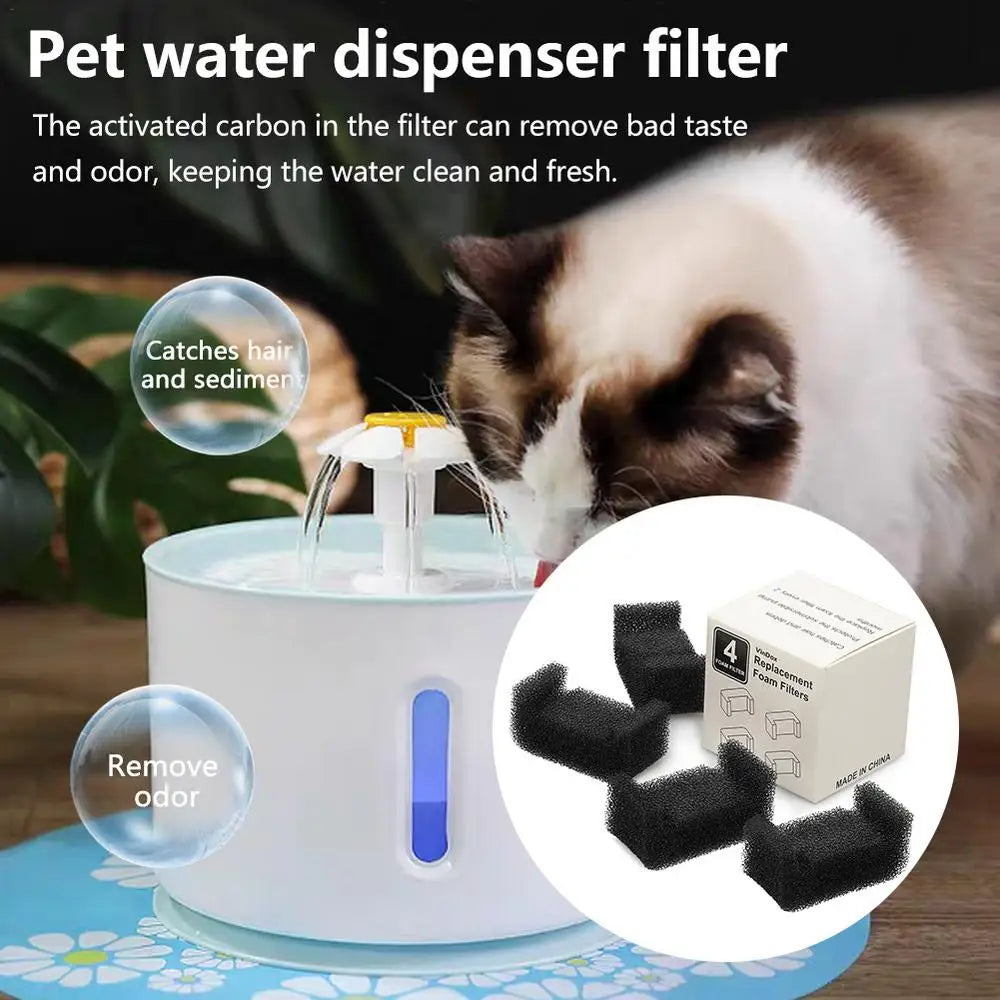 Pet Fountain Replacement Filters 4pcs Animal Fountain Filters For Drinking Water Dispenser Cat Water Fountain Filter Foam Filter