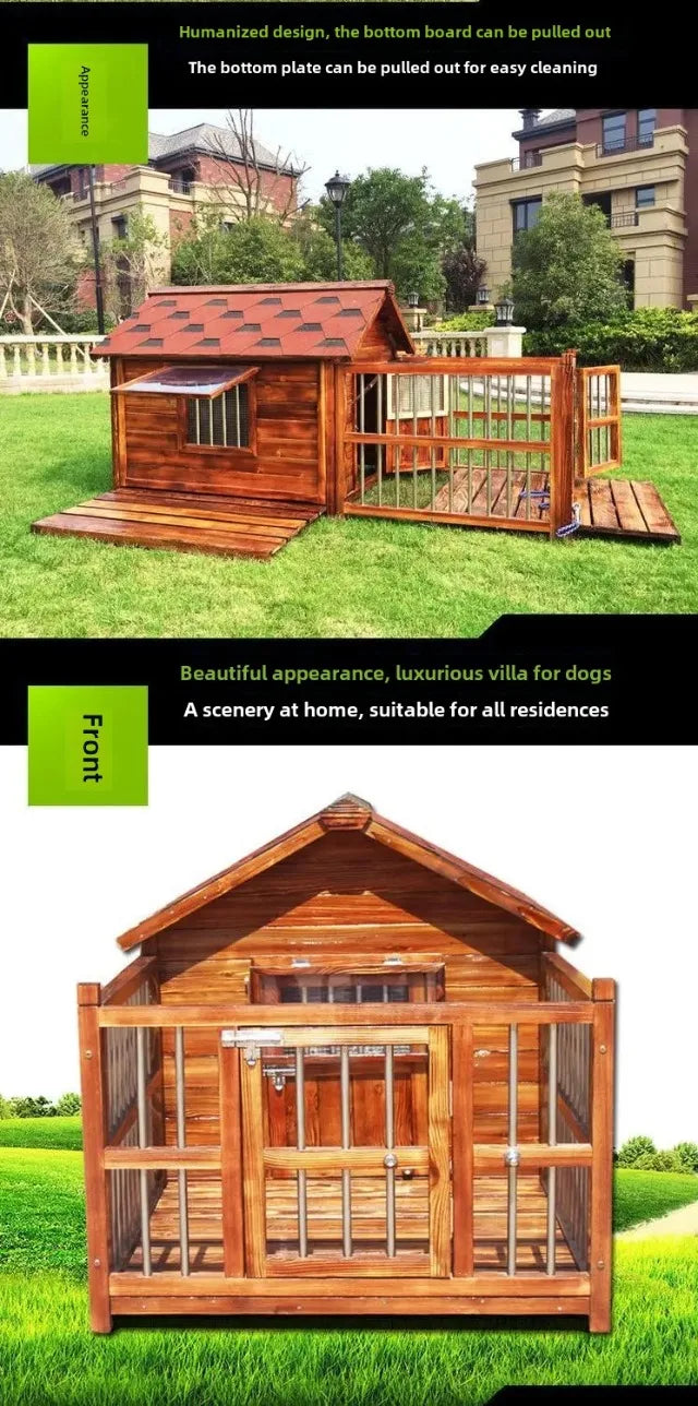 Outdoor Waterproof Solid Wood Kennel Medium and Large Dog Golden Retriever Kennel House Rainproof Outdoor Four Seasons