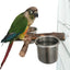 1Set Stainless Steel Birds Parrot Feeder Bowl Round Small Pet Natural Wood Stand Food Water Drinking Feeding Bowl