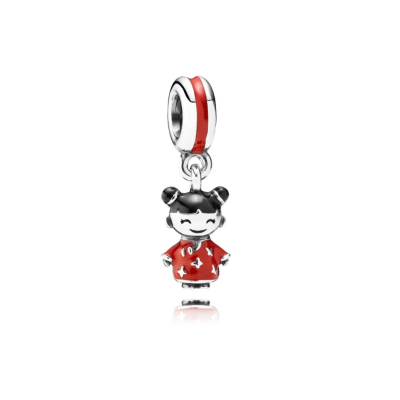 New 925 Silvering Disney Cute Bird Tiger Duck Dog Rabbit Salamander Charm Bead fit Original Bracelet Trinket DIY Women Jewelry