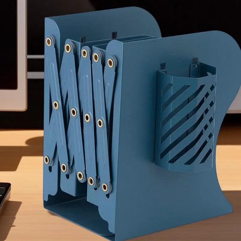 Desk Book Shelf Small Bookcase Telescopic Desktop Bookshelf Metal Desk Organizer With Pen Holder Desktop Bookcase Desk Top
