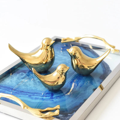 Gold Ceramic Bird Figurines Home Decoration Accessories Golden Bird Figures Fashion Wedding Ornaments Room Decor