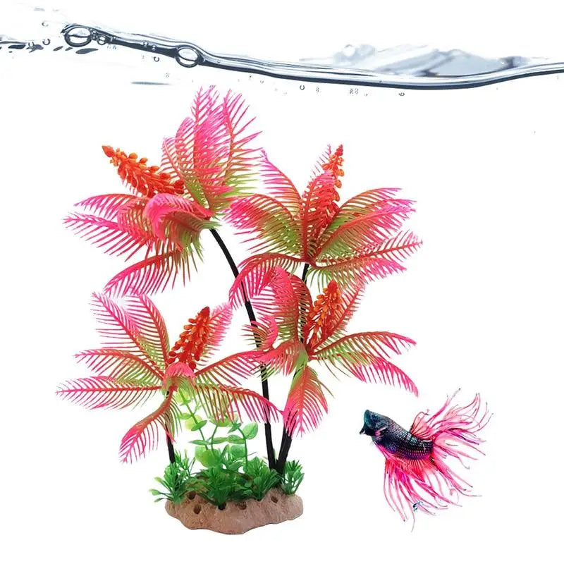 Aquarium Tree Fish Tank Plants & Decor Coconut Tree Design Toys Fish Tabletop Ornament For Household Home Aquarium Fish Tank