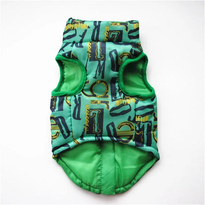 Windproof Pet Vest Jacket Winter Warm Big Dog Clothes Puppy Harness Clothing Funny Printed Coat for Small Medium Dogs Cats XS-XL