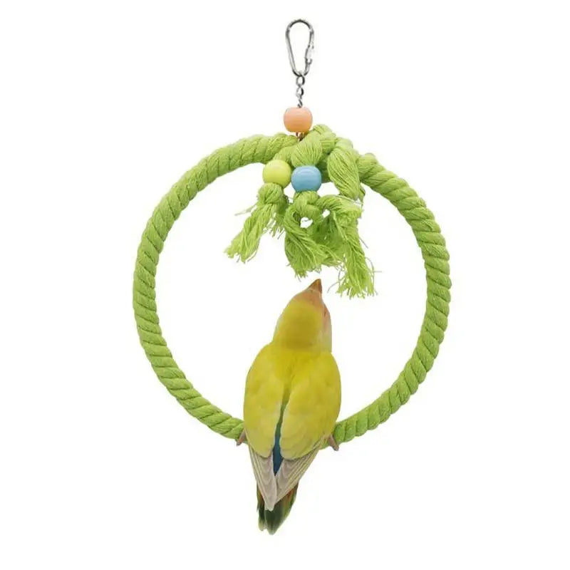 Rope Perches For Bird Cages Circle Rope Swing Easy Installation Natural Safe Soft Cotton Round Bird Swing For African Grey Macaw