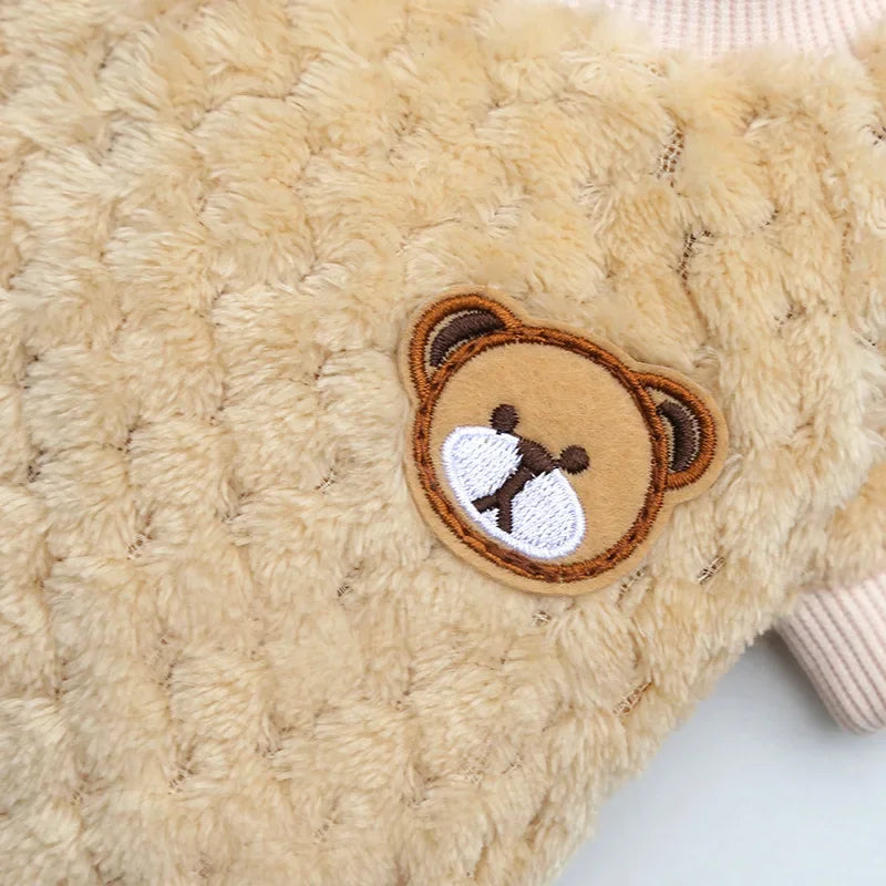 New Warm Fleece Pet Clothes Cute Print Coat Small Medium Dog Cat Shirt Jacket Teddy French Bulldog Chihuahua Winter Outfit