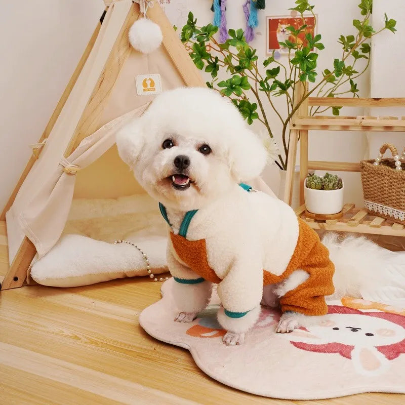 Dog Coat with Harness Winter Dog Clothes Chihuahua French Bulldog Clothing Thin Jacket Fleece Jumpsuit Dog Costumes Puppy Coat