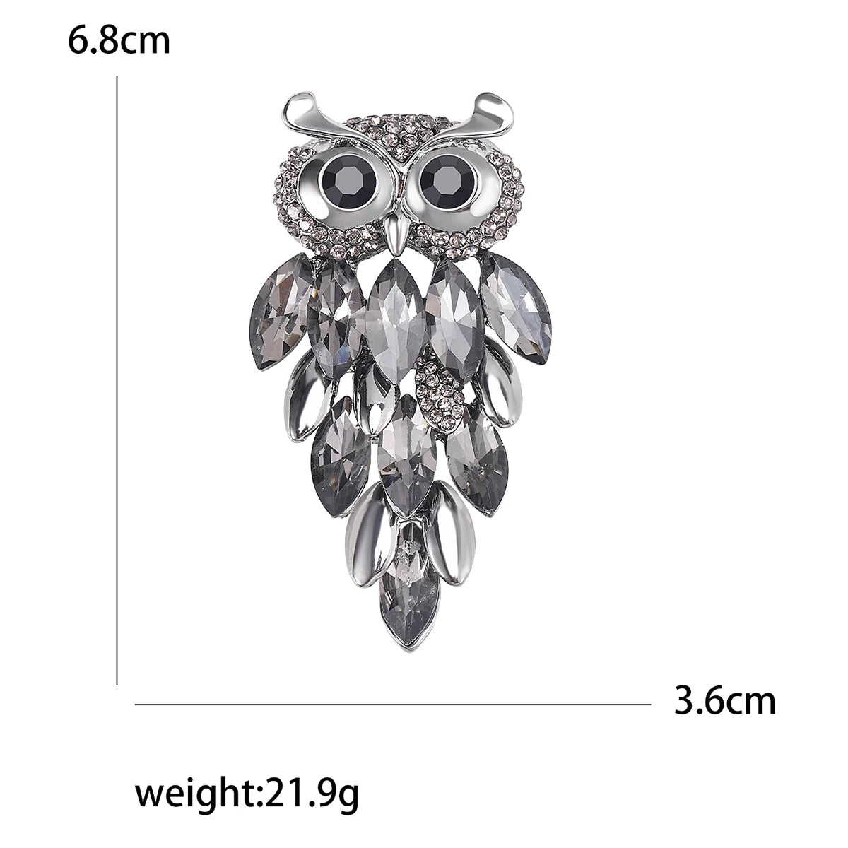 Rhinestone Owl Brooch for Women Unisex Glass Animal Pin Bird Lapel Pins Banquet Party Backpack Gifts Jewelry Accessories