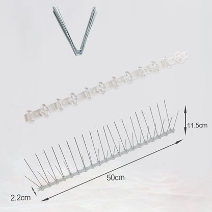 25/50cm Stainless Steel Bird Thorn Garden Orchard Fence Spikes Catcher Repeller Anti-Theft Pigeon Nails Plastic Base