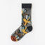5 Pairs/Set France Hipster Design Glass Silk Floral Bird Funny Socks Women Transparent Art Ankle  Socks Jacquard
