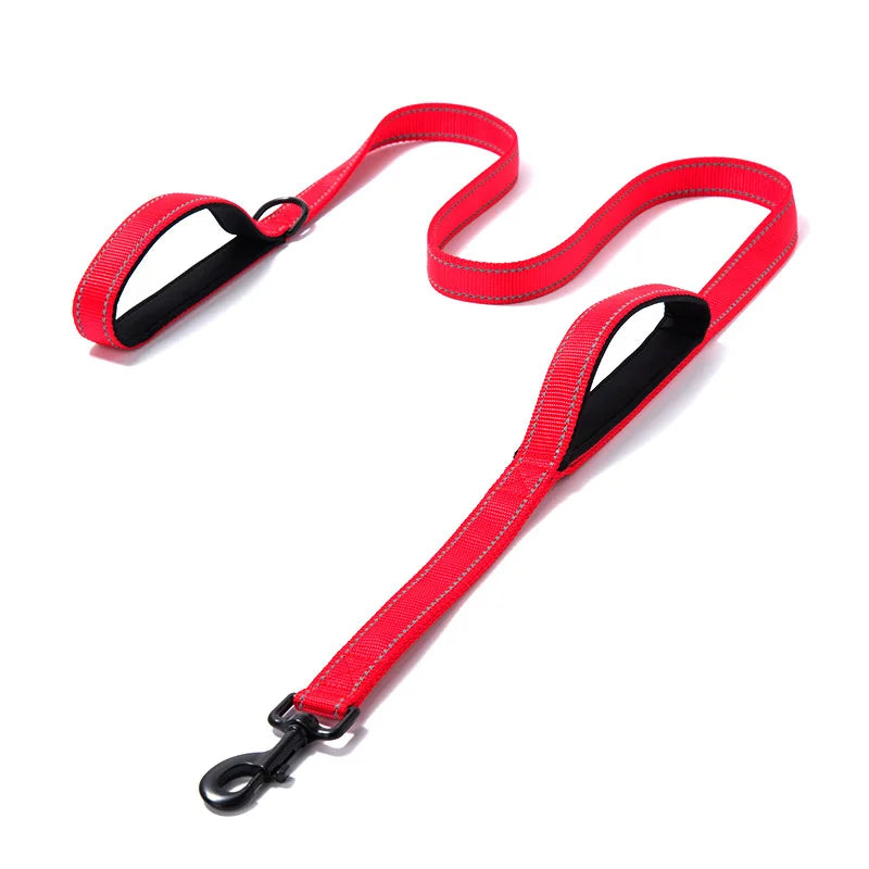 Double Handle Dog Leash, Double-Sided Reflective Night Safety, Heavy Duty For And Extra Large And Me