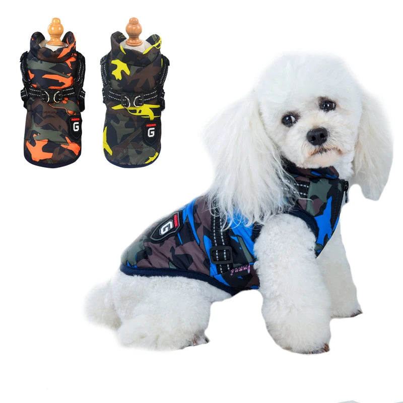 Winter Pet Dog Harness Vest Jacket Clothing Waterproof Coat Dog Clothes For Small Medium Dog Camouflage Windproof Puppy Pug Coat