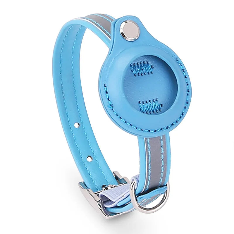 Adjustable Leather Pet Collar for Apple Airtag, Location Tracker, Dog, Cat, Anti-lost, Reflective Protection Case,Dog Products