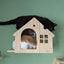 1 Piece Wall Mounted Wooden Cat House Cat Bridge Cat Hammock Hanging Bed with Jumping Platform for Kitten Perch and Rest