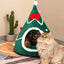 Christmas Hat Shape Creative Pet Bed Soft Plush Winter Semi-enclosed Cute Cat And Dog Bed Warm Comfortable 45cm Mini Bed Tent