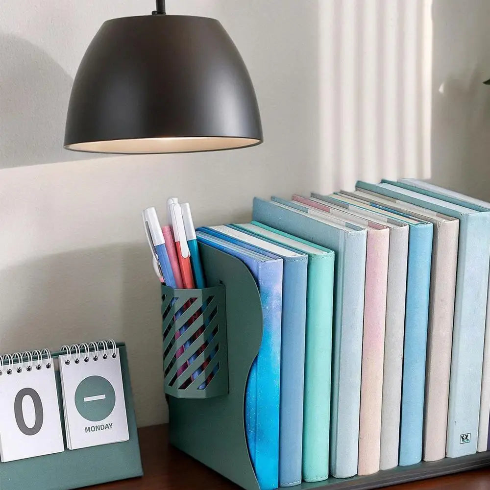 Desk Book Shelf Small Bookcase Telescopic Desktop Bookshelf Metal Desk Organizer With Pen Holder Desktop Bookcase Desk Top