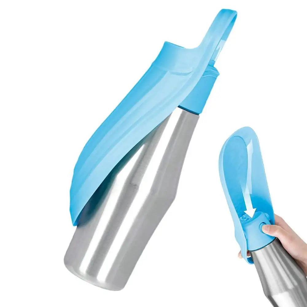 Portable Water Bottle For Dogs 27oz Stainless Steel Travel Water Dispenser Pet Accessories 2 In 1 Dog Water Bowl For Most Sizes