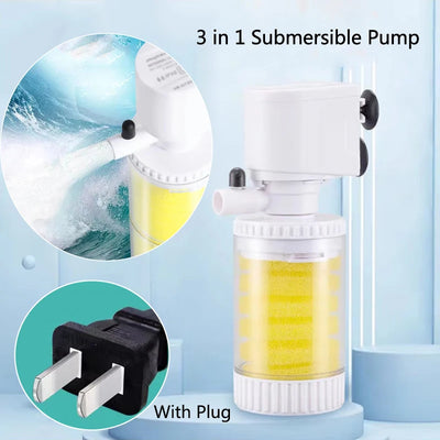 220~240V 3in1Ultra-Quiet Submersible Aquarium Water Pump Water Fountain Pump Filter Fish Pond Tank Fountain built-in Water Pumps