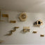 Wall Mounted Cat Climbing Wooden Shelves Cat Hammock Hanging Bed with Jumping Platform and Stairway for Kitten Playing and Rest